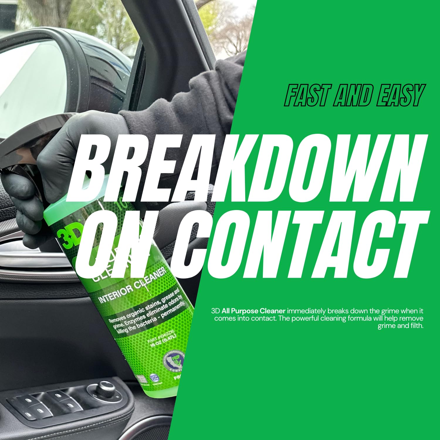 3D All Purpose Cleaner – High-Performance Interior & Exterior Car Cleaner for Vinyl, Leather, Plastic, Fabric, Carpet & More - 16 oz - Image 5