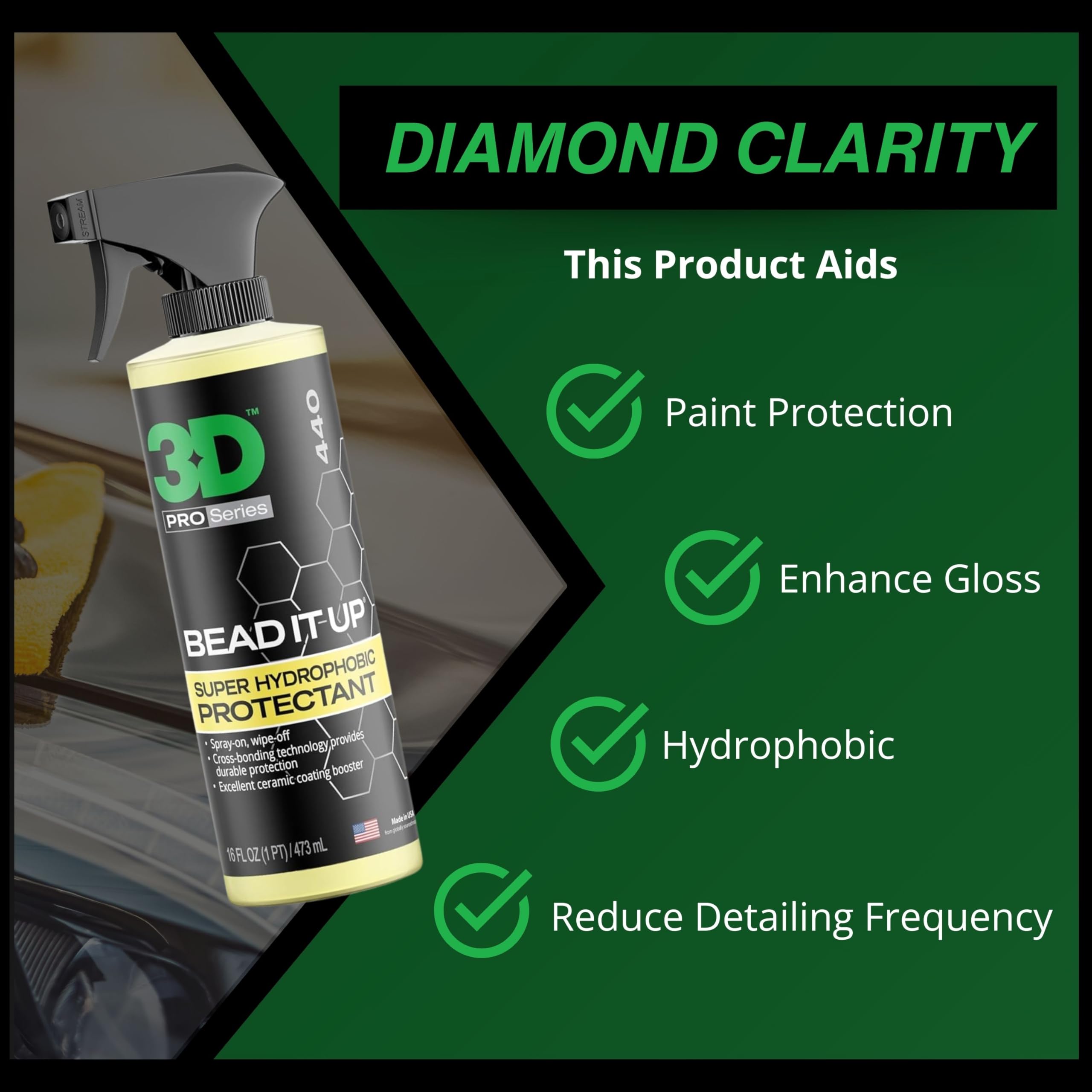 3D Bead It Up Ceramic Coating Booster Spray - Super Hydrophobic Bead Maker - Polymer Paint Protectant & Sealant 16oz. - Image 7