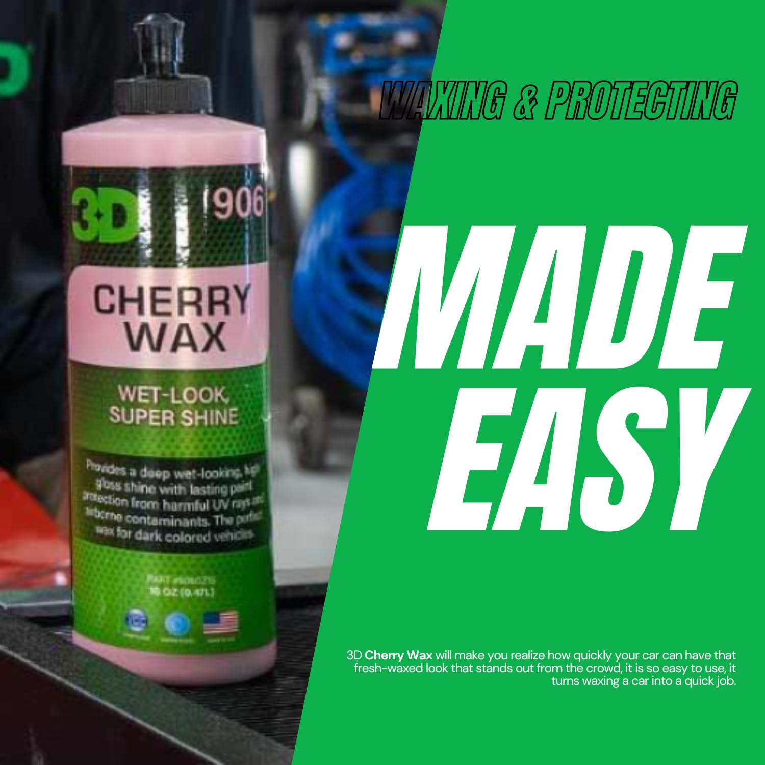 3D Cherry Wax – Liquid Carnauba Show Car Wax with Synthetic Polymers | Deep Gloss Finish | Easy Wipe-Off | Slick Shine | Fast Application | Made in USA |16 oz - Image 8
