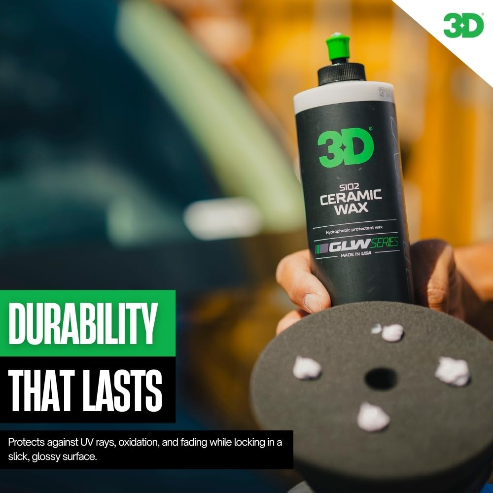 3D GLW Series Ceramic Wax – SiO2 Infused Car Wax for Ultimate Gloss, Hydrophobic Protection & Easy Application | Ultra Slick Shine | Made in USA 16 oz - Image 5