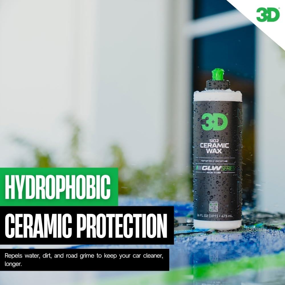 3D GLW Series Ceramic Wax – SiO2 Infused Car Wax for Ultimate Gloss, Hydrophobic Protection & Easy Application | Ultra Slick Shine | Made in USA 16 oz - Image 8