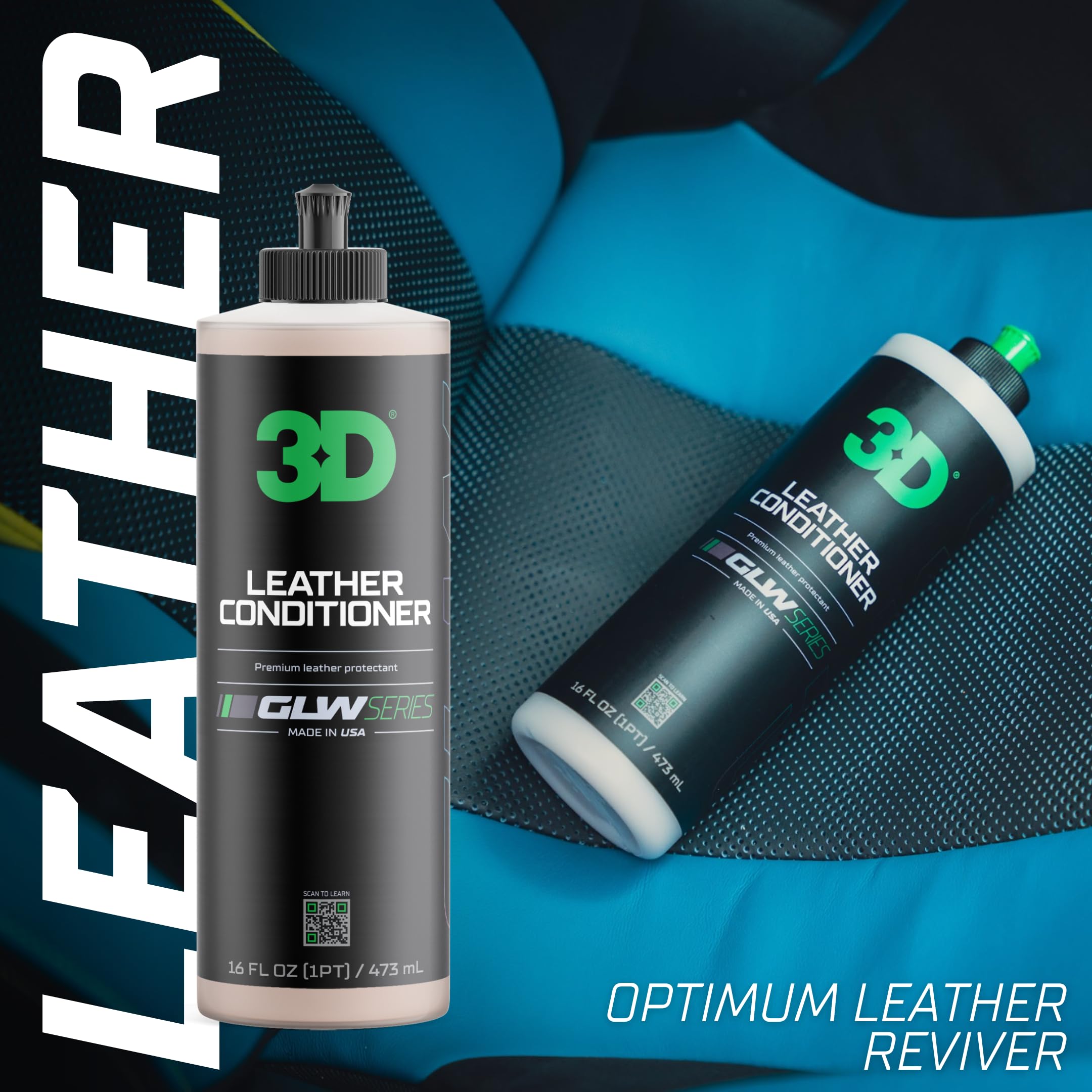 3D Leather Conditioner for Car, GLW Series | Restore, Condition, Protect | UV Protection | Conditions Leather Seats, Furniture, Boots, Apparel | DIY Car Detailing | 16 oz - Image 3