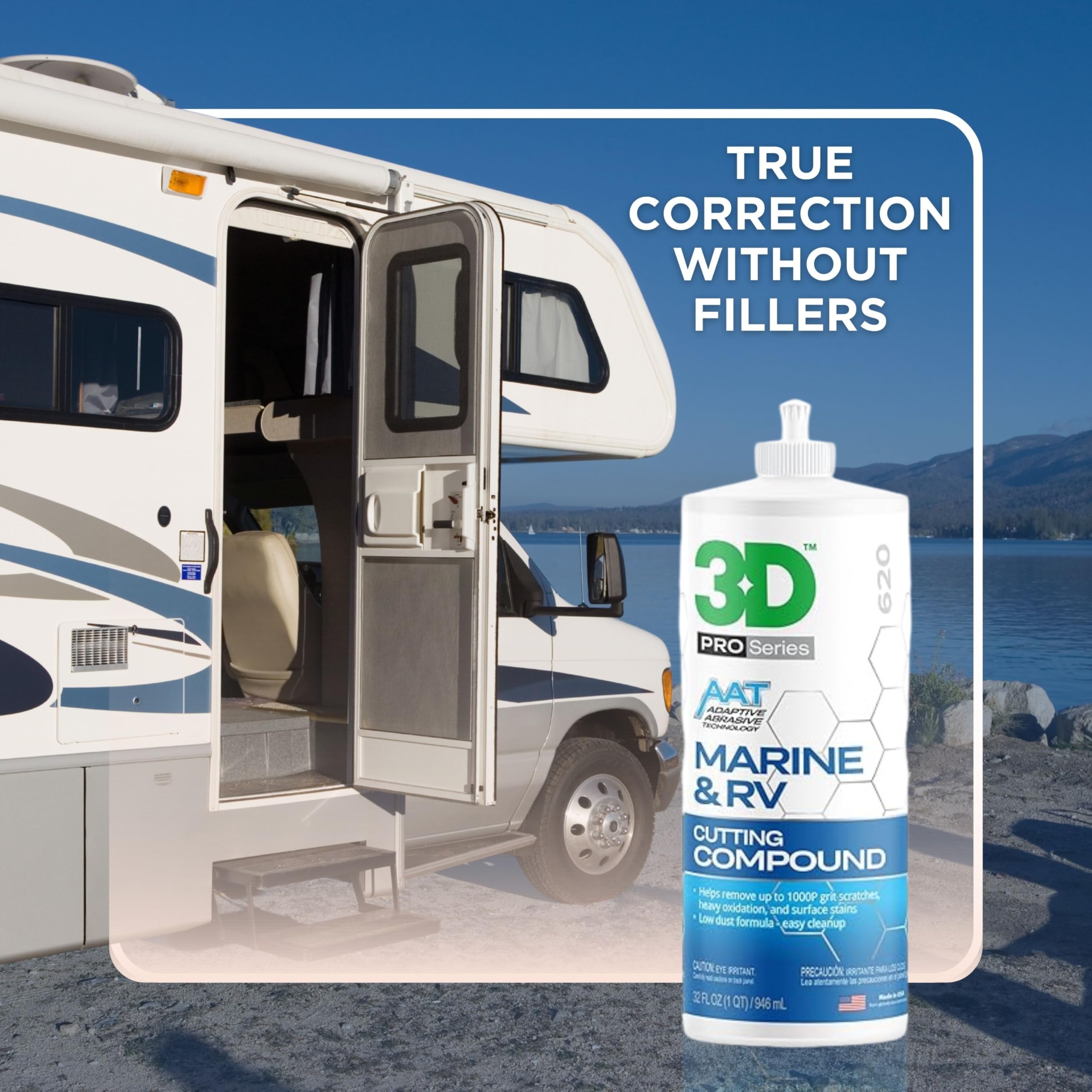 3D Marine & RV Gel-Coat Cutting Compound – Removes P1000 Grit Scratches, Oxidation & Swirls, High-Cut Formula, No Fillers, Low-Dust, 32oz - Image 6