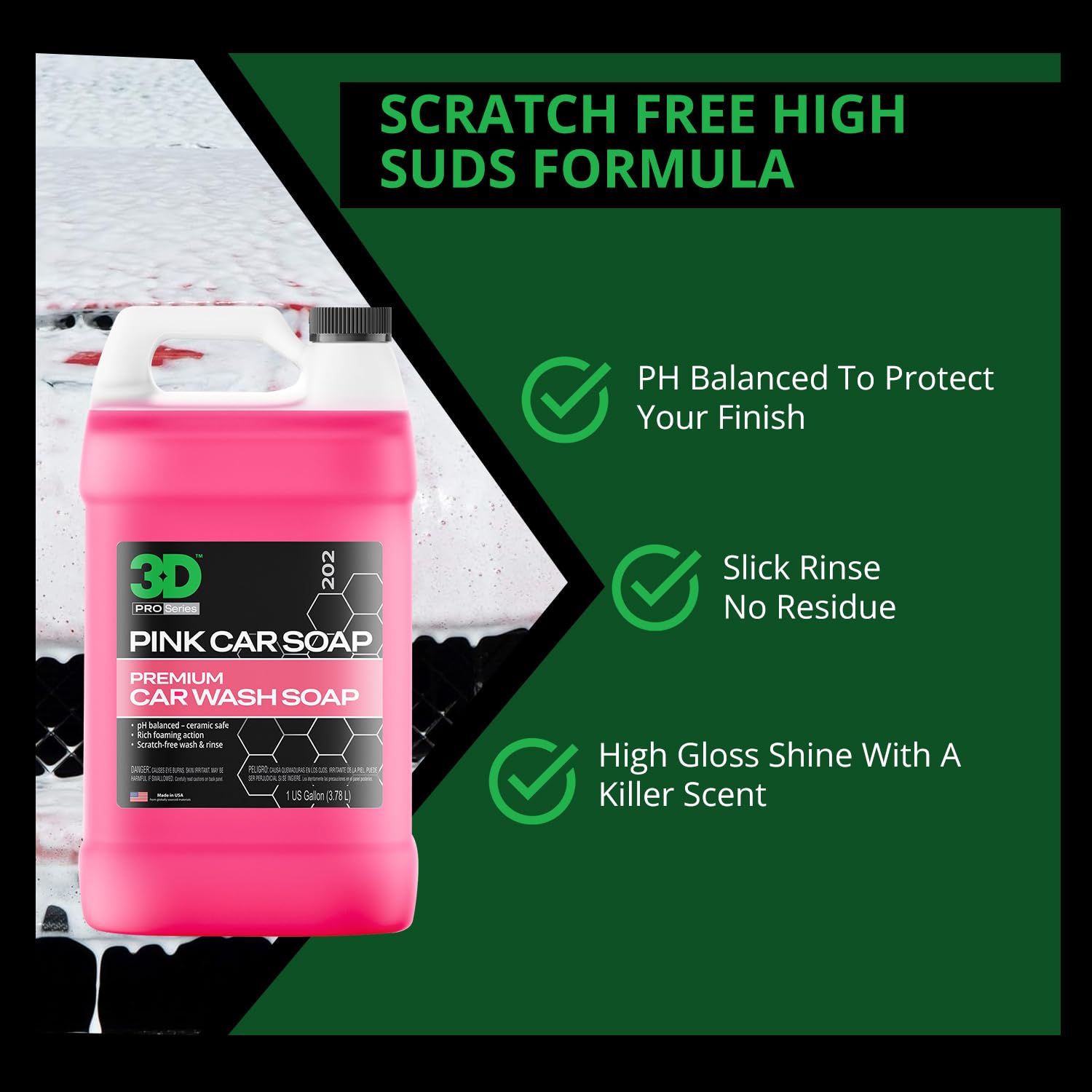 3D Pink Car Soap – 1 Gallon |pH Neutral Car Wash Soap with High Suds & Cherry Scent | Scratch-Free, High Gloss Shine | Safe on Wax & Sealants | Weekly Car Care - Image 7