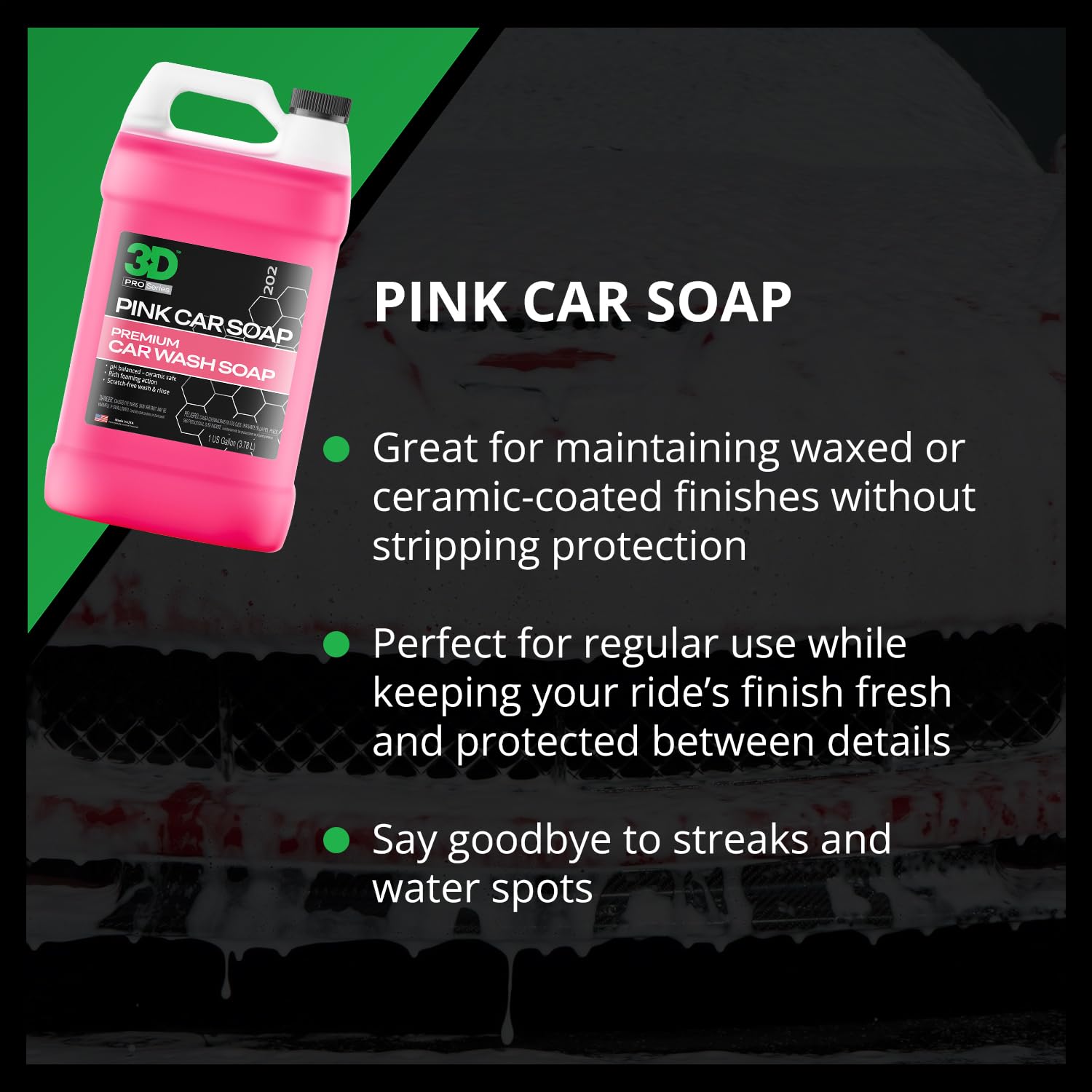 3D Pink Car Soap – 1 Gallon |pH Neutral Car Wash Soap with High Suds & Cherry Scent | Scratch-Free, High Gloss Shine | Safe on Wax & Sealants | Weekly Car Care - Image 8