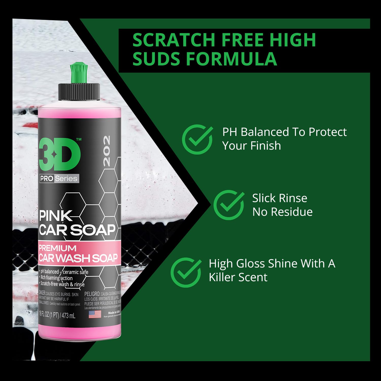 3D Pink Car Soap – 16 oz |pH Neutral Car Wash Soap with High Suds & Cherry Scent | Scratch-Free, High Gloss Shine | Safe on Wax & Sealants | Weekly Car Care - Image 6