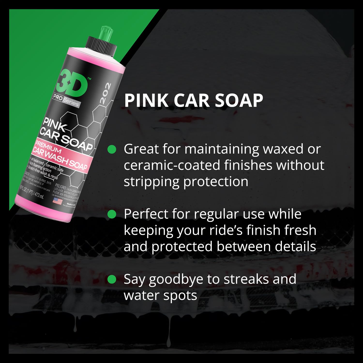 3D Pink Car Soap – 16 oz |pH Neutral Car Wash Soap with High Suds & Cherry Scent | Scratch-Free, High Gloss Shine | Safe on Wax & Sealants | Weekly Car Care - Image 7