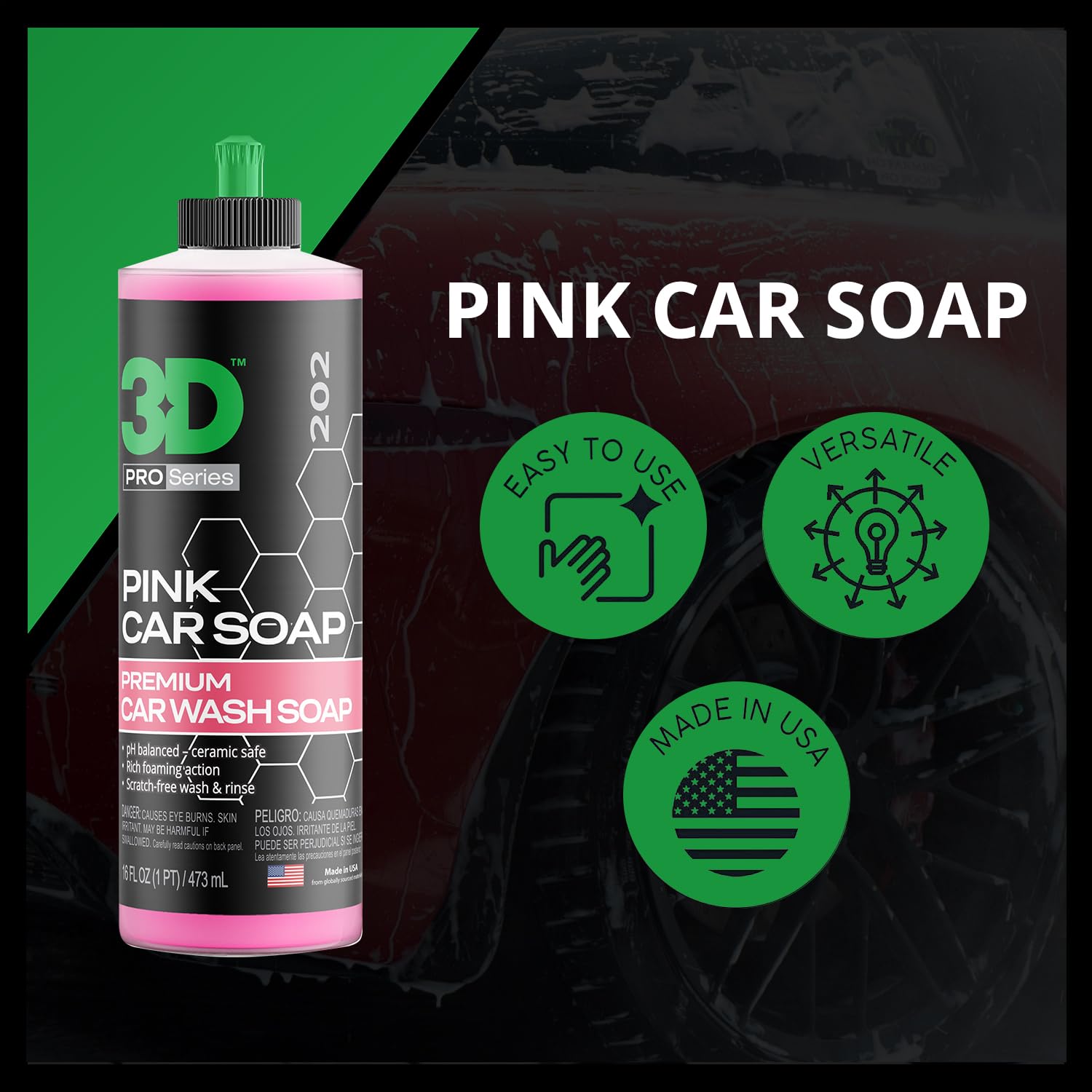3D Pink Car Soap – 16 oz |pH Neutral Car Wash Soap with High Suds & Cherry Scent | Scratch-Free, High Gloss Shine | Safe on Wax & Sealants | Weekly Car Care - Image 8