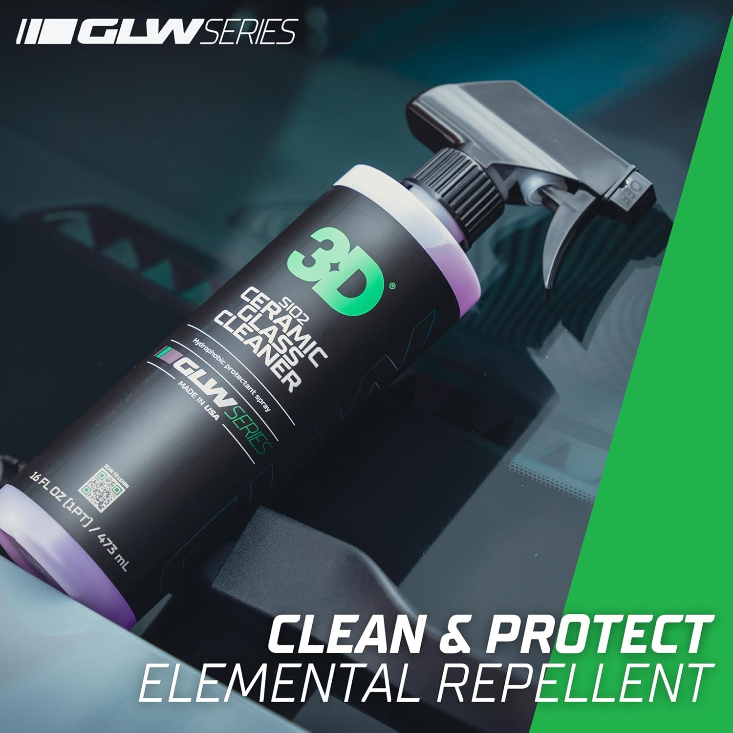 3D SiO2 Ceramic Glass Cleaner, GLW Series | Water & Rain Repellent | All-Weather Protective Ceramic Glass Cleaner | Safe for Tinted, Non-Tinted Windows & Mirrors | DIY Car Detailing | 16 oz - Image 8