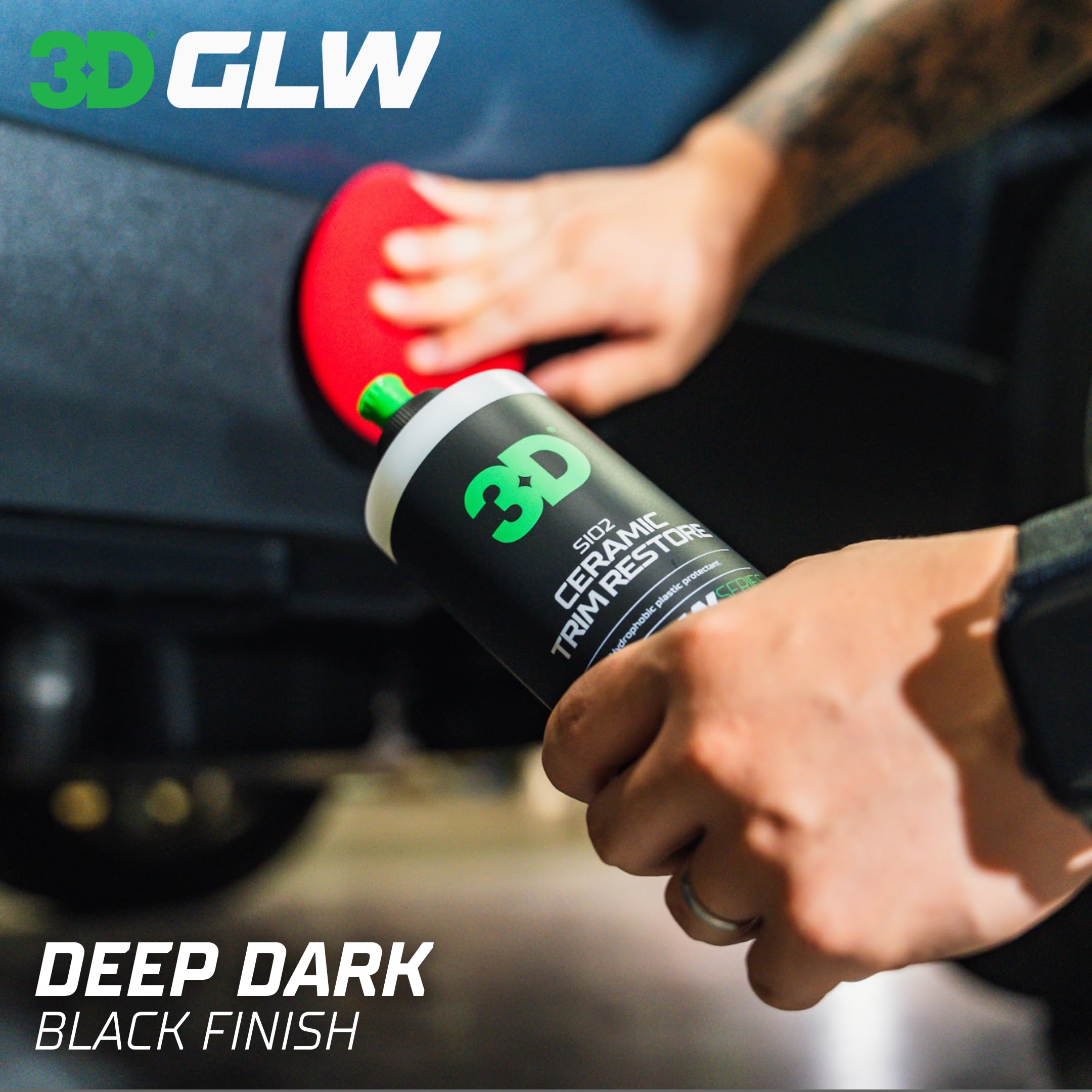 3D SiO2 Ceramic Trim Restore, GLW Series | Ultimate Hydrophobic Trim Reviver | SiO2 Infused Restoring, Shining, & Protecting | Restores Black Plastic & Vinyl | DIY Car Detailing | 16 oz - Image 4