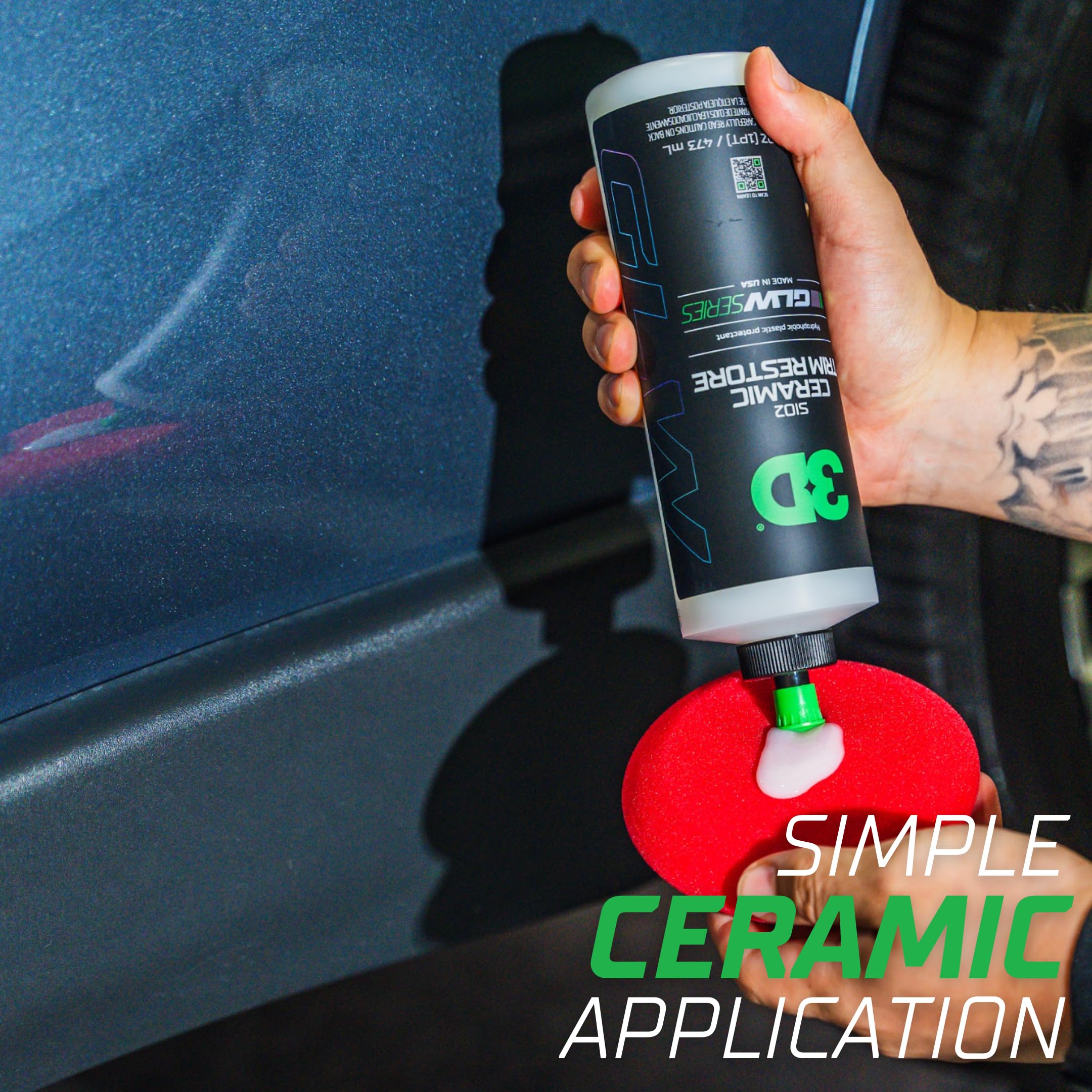 3D SiO2 Ceramic Trim Restore, GLW Series | Ultimate Hydrophobic Trim Reviver | SiO2 Infused Restoring, Shining, & Protecting | Restores Black Plastic & Vinyl | DIY Car Detailing | 16 oz - Image 5