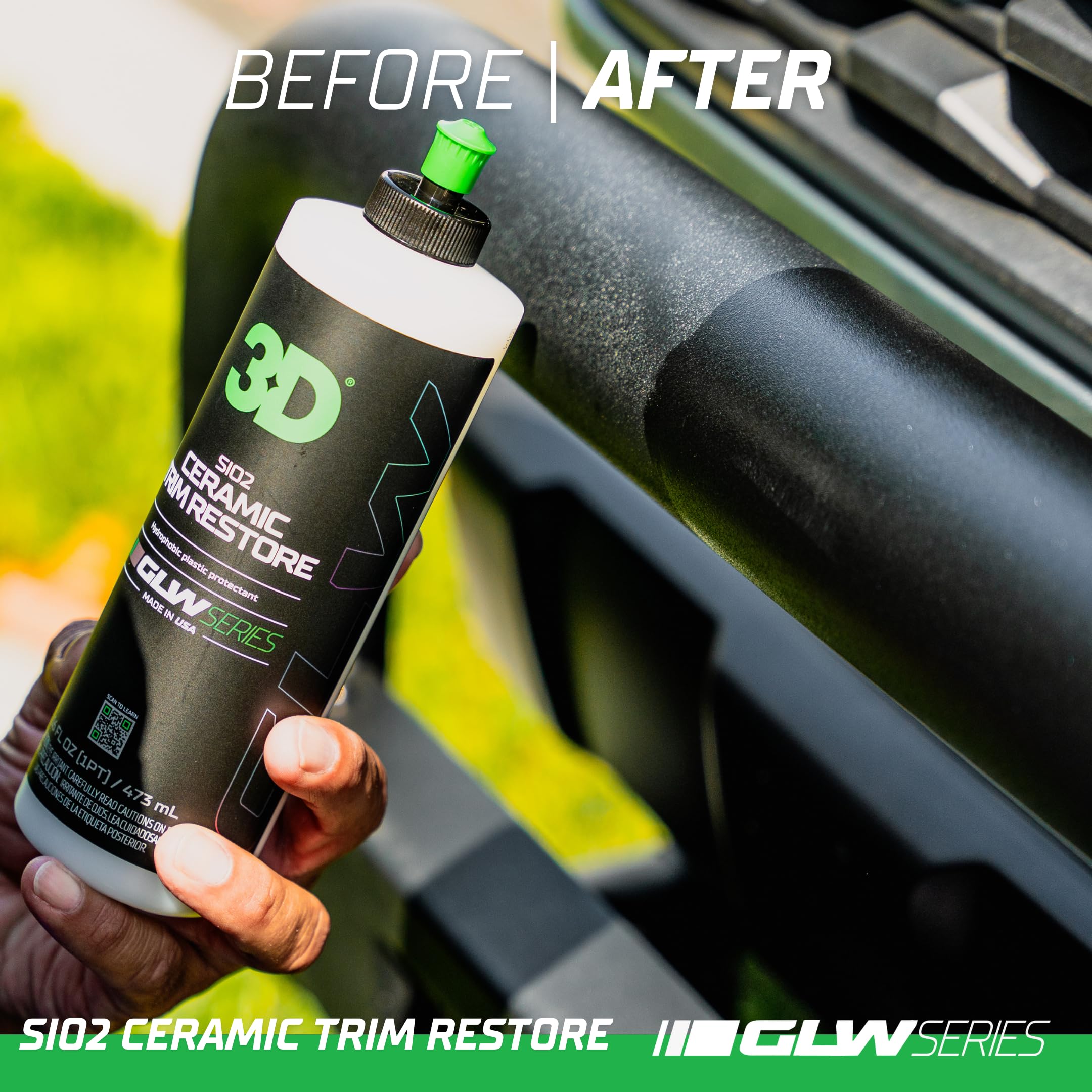 3D SiO2 Ceramic Trim Restore, GLW Series | Ultimate Hydrophobic Trim Reviver | SiO2 Infused Restoring, Shining, & Protecting | Restores Black Plastic & Vinyl | DIY Car Detailing | 16 oz - Image 7