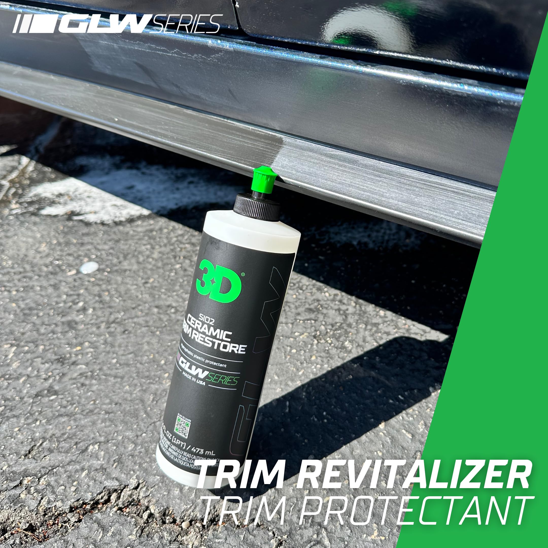 3D SiO2 Ceramic Trim Restore, GLW Series | Ultimate Hydrophobic Trim Reviver | SiO2 Infused Restoring, Shining, & Protecting | Restores Black Plastic & Vinyl | DIY Car Detailing | 16 oz - Image 8
