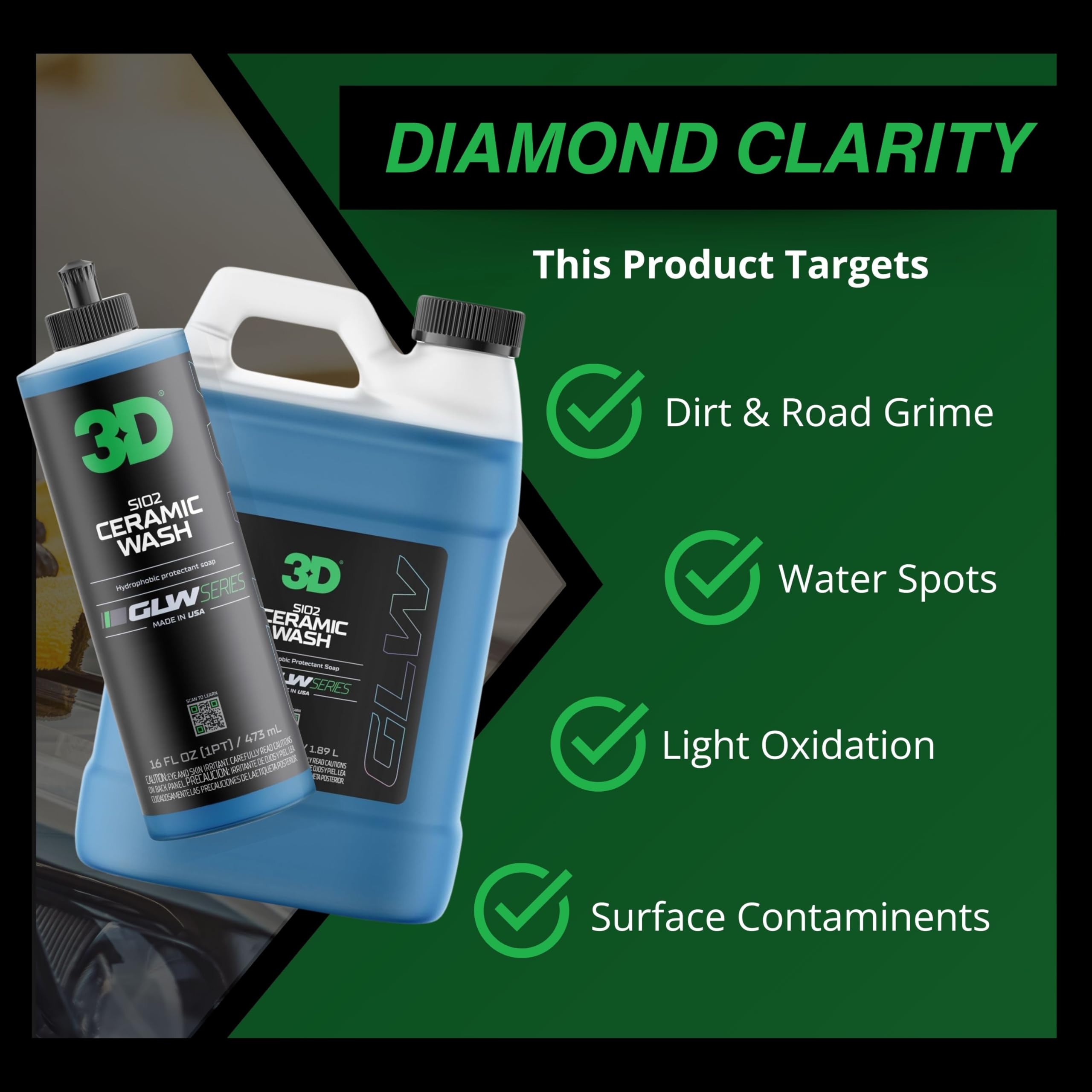 3D SiO2 Ceramic Wash & Wax Soap GLW Series – pH Neutral Car Shampoo with Hydrophobic Protection & Deep Gloss | SiO2 Coating | Scratch-Free Detailing |16 oz - Image 5