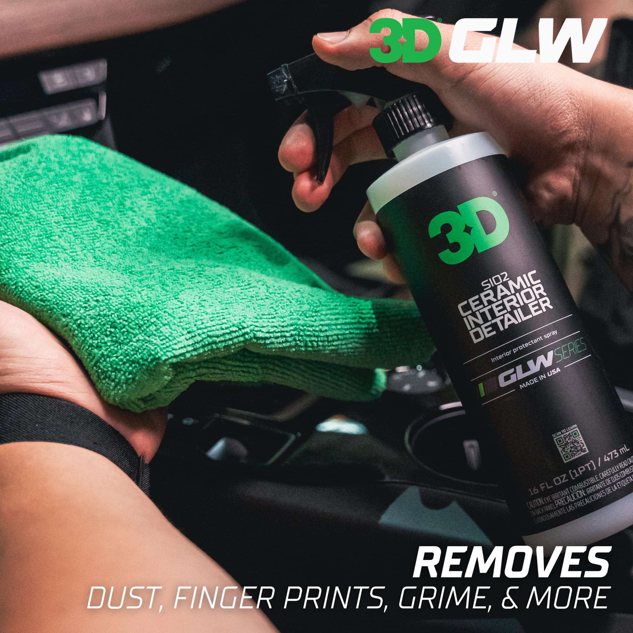 3D SiO2 Interior Detailer, GLW Series | Ultimate Deep Cleaning | Ultra Ceramic Protectant |Safe on Leather, Vinyl, Plastic & More | Removes Dust, Dirt, Grease | DIY Car Detailing | 64 oz - Image 3