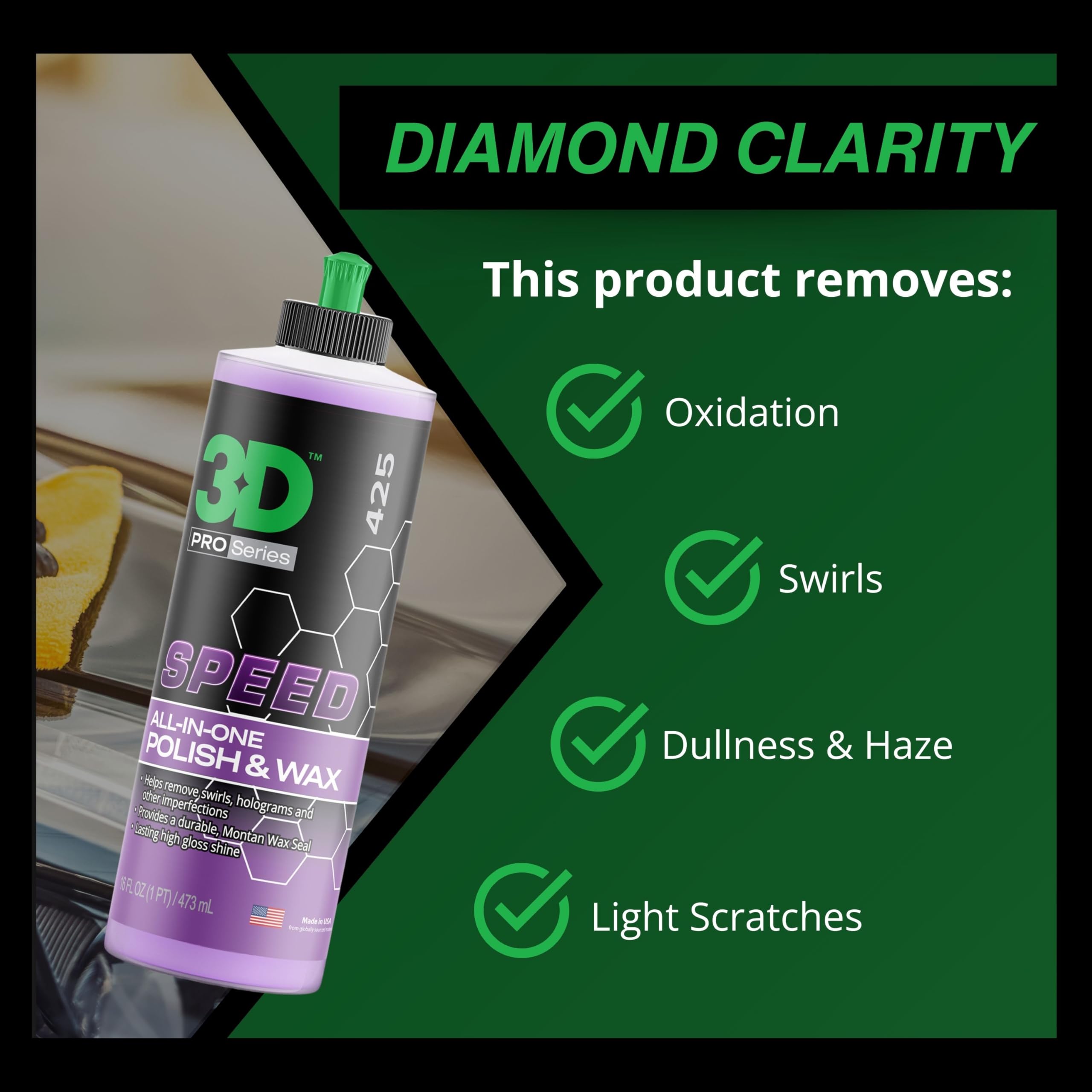 3D Speed All-In-One Polish & Wax – Scratch & Swirl Remover, Clear Coat Safe Paint Sealant – High Gloss Finish, Easy Application – 8oz – Made in USA - Image 8