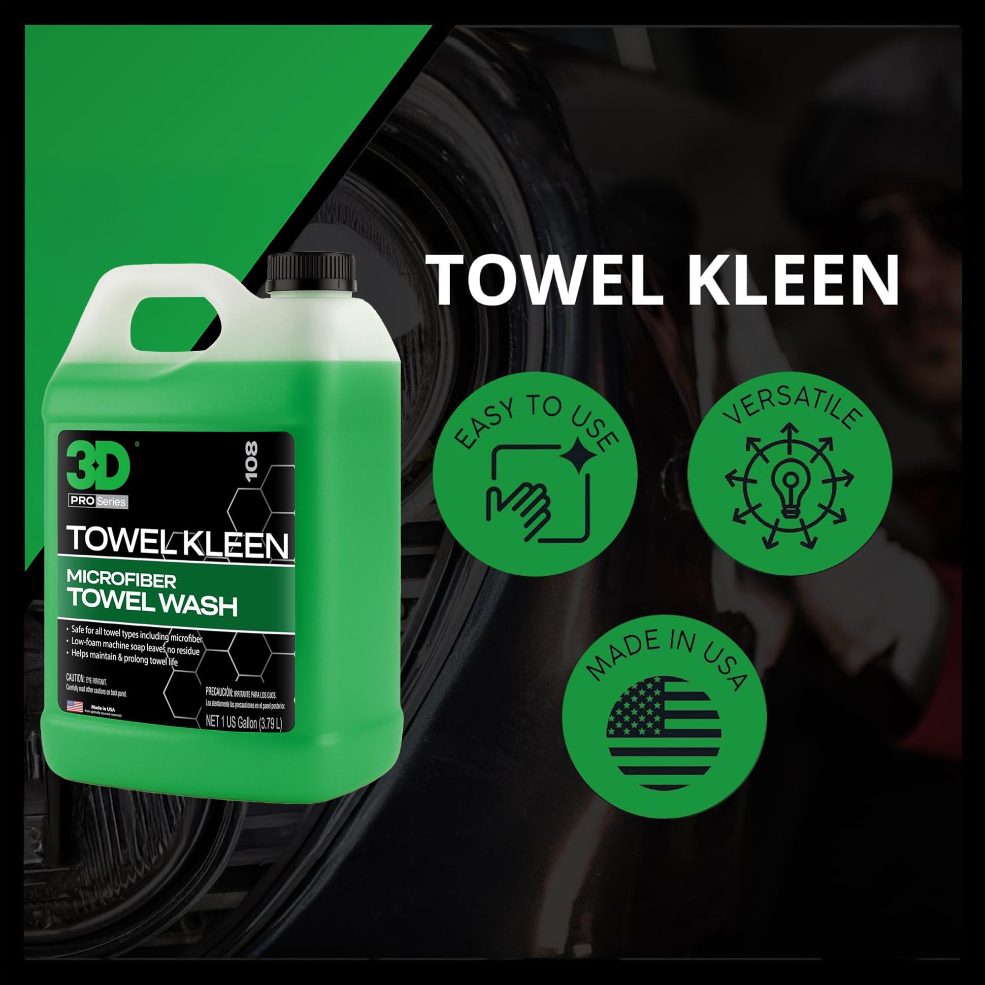 3D Towel Kleen Concentrated Microfiber Detergent - Deep Cleans, Restores & Maintains Car Wash Towel Life - Low Foam, No Residue Premium Laundry Soap 1 Gallon - Image 5