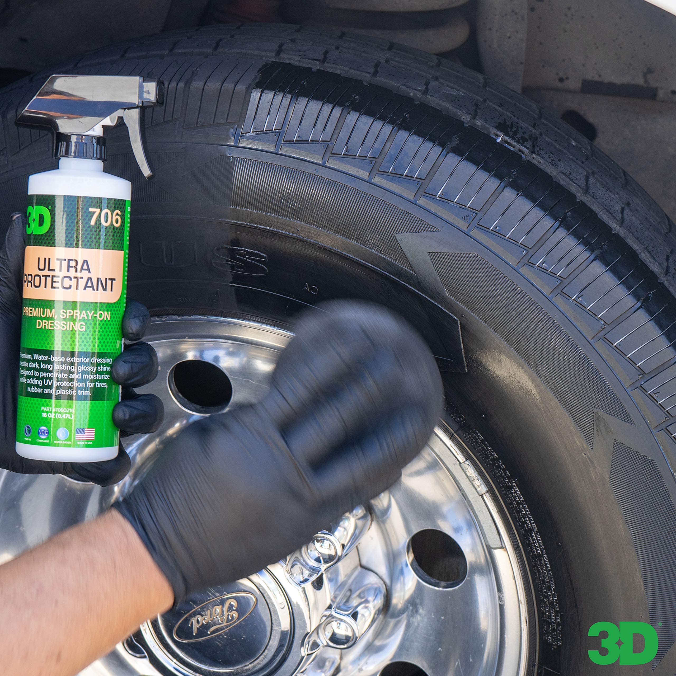 3D Ultra Protectant Tire Shine Spray – Water-Based High Gloss Tire Dressing | Long Lasting UV Protection for Rubber & Vinyl | No Sling | Made in USA |16 oz - Image 5