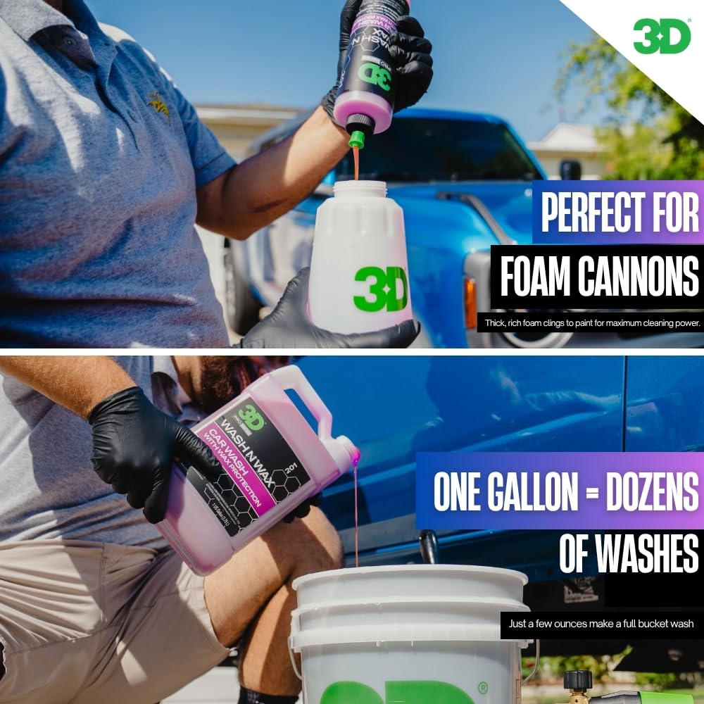 3D Wash N Wax Car Wash Soap - pH Balanced, Easy Rinse, Scratch Free Soap with Wax Protection - 1 Gallon - Image 3