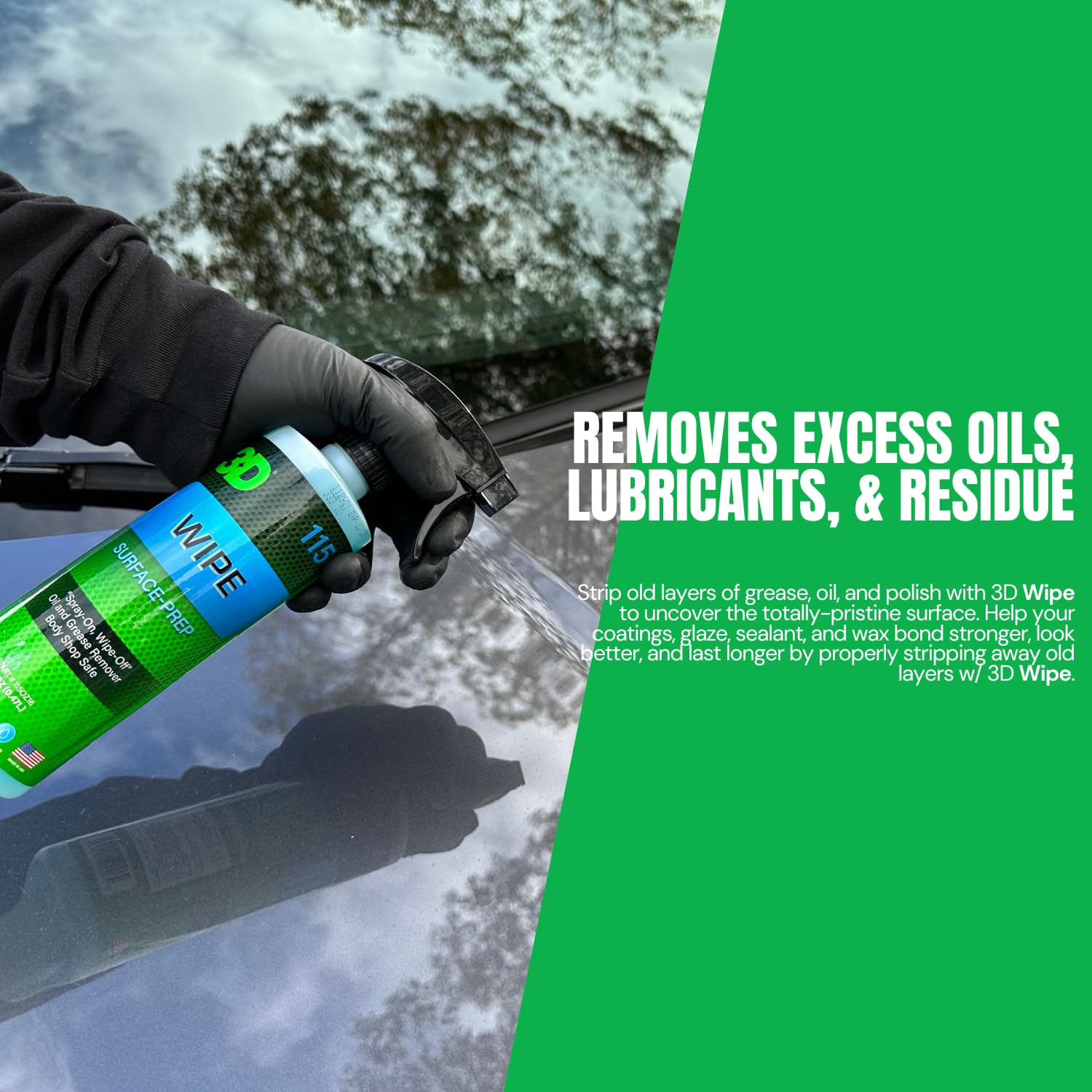 3D Wipe Ceramic Coating Surface Prep - Removes Excess Oils & Lubricants from Paint & Glass Prior to Ceramic Coating Application 16oz. - Image 5